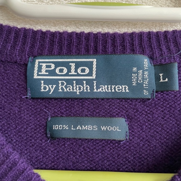 Polo by Ralph Lauren Lambswool V-Neck Sweater. - Picture 3 of 7